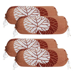 Kuber Industries Flower Printed Cotton Bolster Cover- Set of 2, 16"x32" (Brown & White)-44KM0141