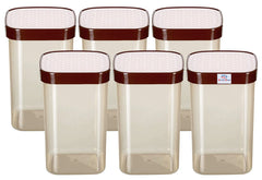Heart Home Check Deisgn Lid Food Grade BPA Free Plastic Kitchen Container Set,2000ml, Set of 6 (White)