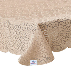 Heart Home Seamless Elegant Printed Cotton 4 Seater Center Table Cover,40"x60" (Red & Brown)-44HH067