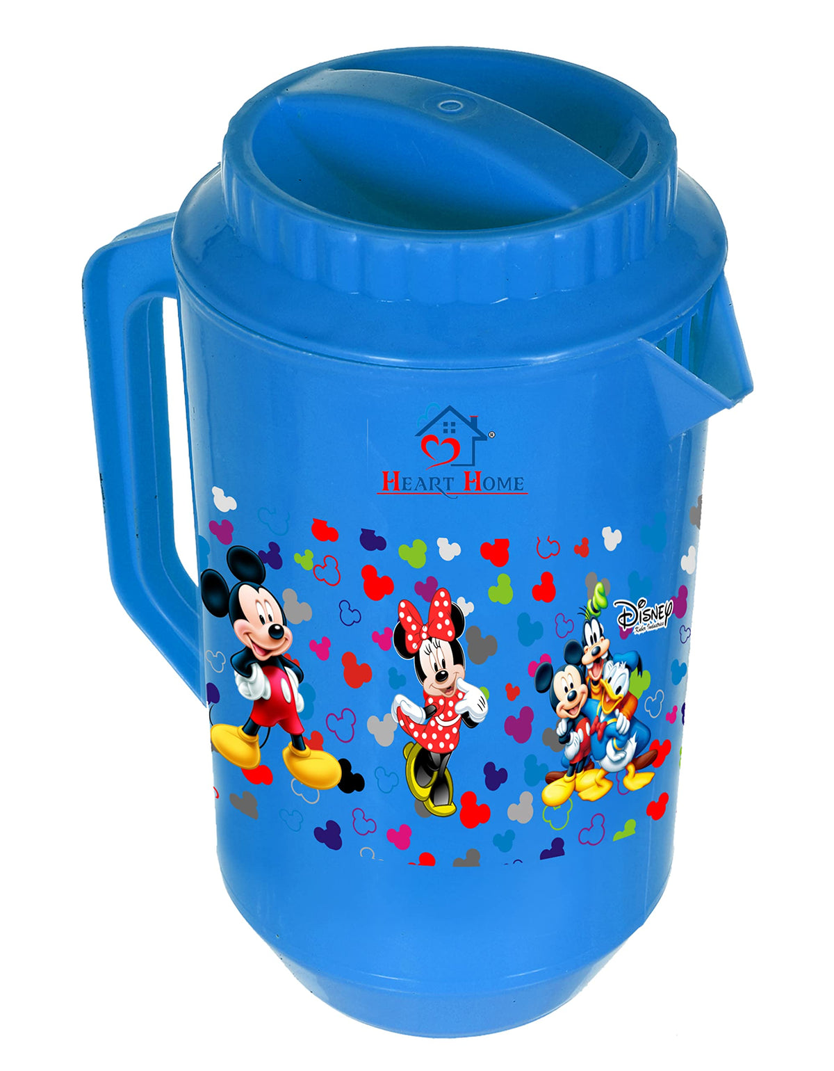 Heart Home Mickey & Friends Print Unbreakable Plastic Water Jug with Lid for Home, Kitchen, Office 2 Liter (Blue)