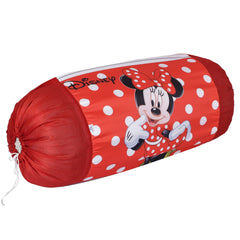 Heart Home Disney Minnie Bolster Cover|Polyester Bolster Cover Set|Diwan Round Bolster Pillow Covers|Luxurious Roll Masand Cover|Pack of 4 (Red)