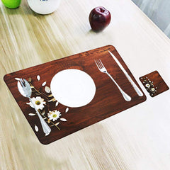 Kuber Industries Breakfast Design PVC 6 Piece Dining Table Placemat Set with Tea Coasters (Brown) CTKTC33376