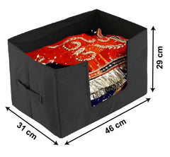 Heart Home Multiuses Non-Woven Closet Organizer, Storage Bin, Shelf Storage Oragnizer With Handle- Pack of 4 (Black)-HS43HEARTH26357