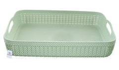 Heart Home Q-3, 4 Unbreakable 4 Pieces Plastic Multipurpose Small & Large Size Net Storage Basket for Office, Kitchen, Bathroom with Handle, Multi-HEART10316