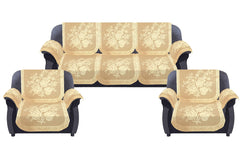Kuber Industries Flower Printed 5 Seater Cotton Sofa Cover Set with 6 Pieces Arms Cover (Cream)-44KM0585, 12