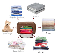 Kuber Industries Non-Woven Living Box, Underbed Storage, Cloth Storage Boxes for Wardrobe With Window (Blue) 54KM4093