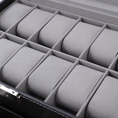 Kuber Industries Double Layer 12 Slots Watch And Jewellery Organizer (Black)