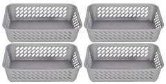 Heart Home Multipurposes Super Tidy Plastic Basket, Organizer For Kitchen, Countertops, Cabinets, Bathrooms- Pack of 4 (Grey) -46HH0578