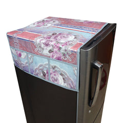 Kuber Industries Flower Design PVC Fridge Top Cover - Grey