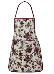 Kuber Industries Flower Design Jute Bib Apron with 1 Large Pocket Oil Stain Resistant Cooking Kitchen Apron for Men Women (Brown)-HS_38_KUBMART21208