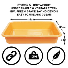 Heart Home Storage Tray|Versatile Plastic Storage Organizer|Rectangular Tray for Kitchen Storage|Storage Tray for Office|Exel Tray 555|Pack of 2 (Blue & Yellow)