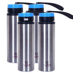 Heart Home Stainless Steel Water Bottle |Refrigerator Bottle For School Kids With Sipper Cap & Handle 750 ML Pack of 4 (Silver)