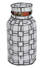 Heart Home Square Printed PVC Lpg Gas Cylinder Cover- Pack of 2 (Grey)-HS43HEARTH25627