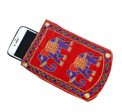 Kuber Industries Embroided Velvet Mobile Cover With Sari Hook, Multi-Color, Standard (Bg75)