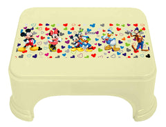 Kuber Industries Disney Team Mickey Print Square Plastic Bathroom Stool, (Set of 3, Cream) -HS_35_KUBMARTS17264