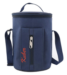 Kuber Industries Canvas Lunch Bag|Waterproof Material & 3 Comparment Space|Adjustable Straps & Zipper Closure|Size 24 X 18 X 16 Cm (Blue), 1 liter