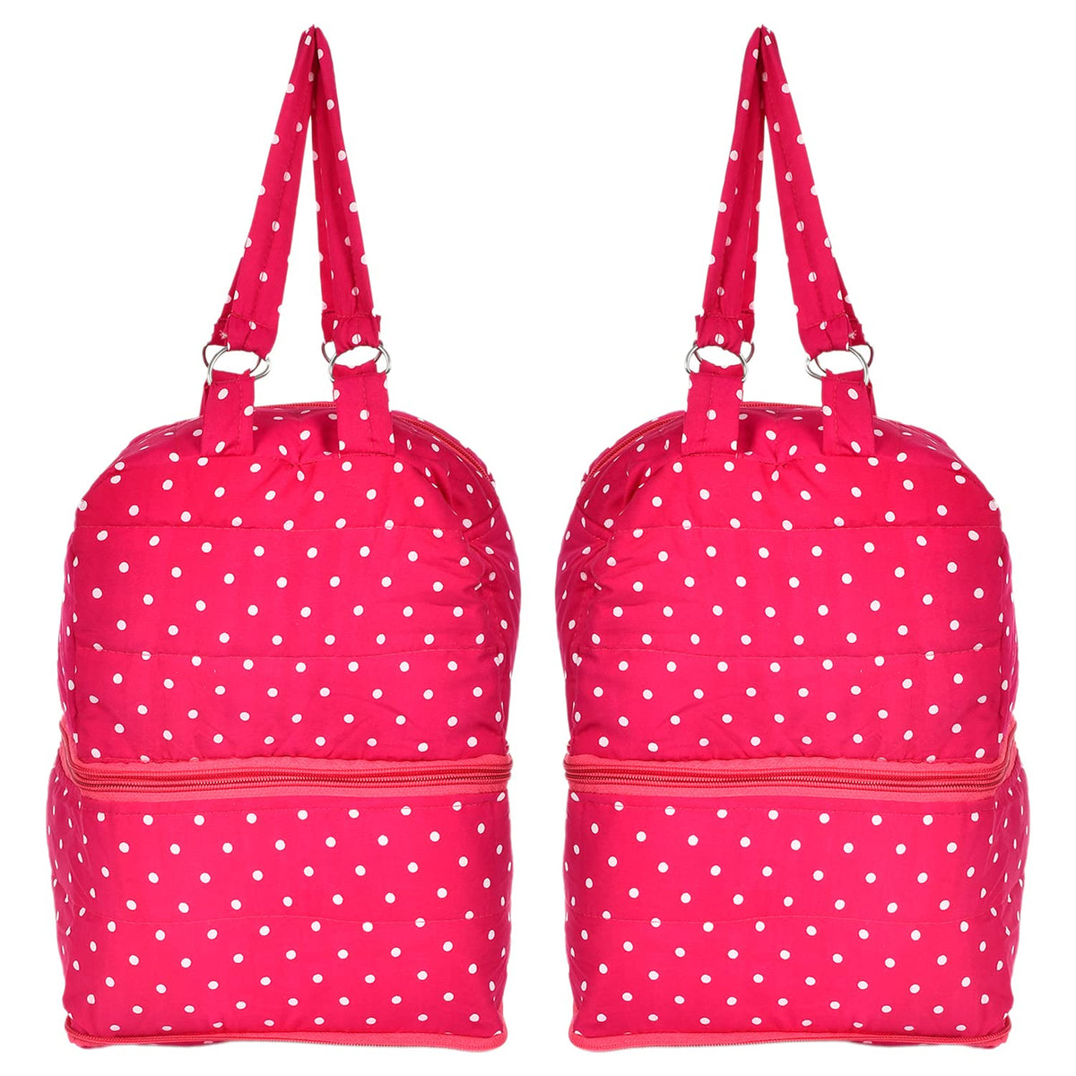 Heart Home Dot Printed Multiuses Hand Bag: Tote Bag: Travel Toiletry Bag for Women/Girls- Pack of 2 (Pink)-50HH01145