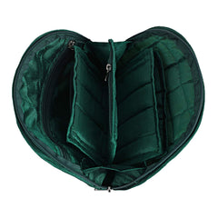 Kuber Industries Embossed Floral Design Cotton Jewellery Kit, Green, (Model: CTKTC05338)