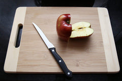 Kuber Industries Cutting Board|Wooden Slicing & Kitchen Chopping Board with Steel Hook for Hanging Fruits,Vegetables (Brown)