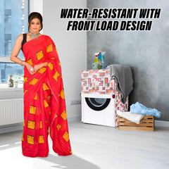 Heart Home Washing Machine Cover | Dil Check Print Washing Machine Cover | Soft PVC | Front Load Washing Machine Cover | White