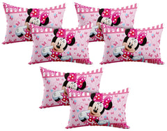 Kuber Industries Disney Minnie Print Silk Special Long Crush Pillow Cover- Set of 6, Pink-KUBMART10057