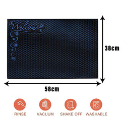Heart Home Door Mat | Rubber Mud Trapper Mat | Welcome Mat | Floor mat | Door Mat for Home Entrance | Bathroom Mat | Entry Way Doormat | Pack of 2 | Black & Blue