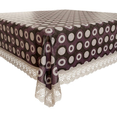 Heart Home Square Table Cover for 4 Seater|PVC Waterproof Circle Pattern Tablecloth Indoor & Outdoor|48x48 Inch (Purple)