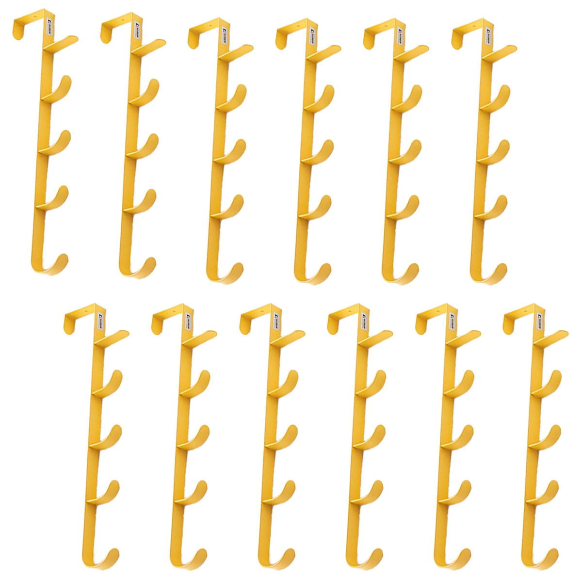 Kuber Industries 5-Level Cloth Hanger|Multipurpose Cloth & Towel Holder|Iron Spray Material|Easy Installation|Interchangeable Over The Door Towel Holder|ZT-3115(Y) Pack of 12|Yellow