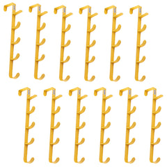 Kuber Industries 5-Level Cloth Hanger|Multipurpose Cloth & Towel Holder|Iron Spray Material|Easy Installation|Interchangeable Over The Door Towel Holder|ZT-3115(Y) Pack of 12|Yellow