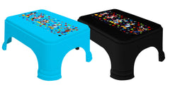 Kuber Industries Disney Team Mickey Print Square Plastic Bathroom Stool, (Set of 2, Blue & Black) -HS_35_KUBMARTS17298
