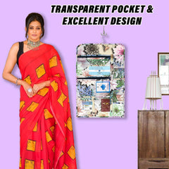 Heart Home Document Holder | PVC Sun Flower Design Document Organizer | Double Sided Document Holder for Home | 7 Small Pocket with 3 Zipper | Brown