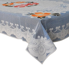 Kuber Industries Flower Printed Cotton 4 Seater Center Table Cover,40"x60" (Ice Blue)-44KM087