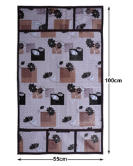 Kuber Industries Flower Print PVC Fridge Top Cover with 6 Utility Side Pockets (Pink)