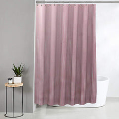 Kuber Industries Microfibre Shower Curtain with 8 Hooks, Standard, Pink