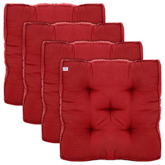 Heart Home Microfiber Square Chair Pad Seat Cushion for Car Pad, Office Chair, Indoor/Outdoor, Dining Living Room, Kitchen-Pack of 4, 18 * 18 Inch (Maroon)