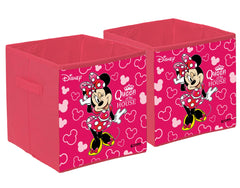 Kuber Industries Disney Minnie Print Foldable Laundry Basket|Clothes Storage Basket With Handle & Lid,Pack of 2 (Pink)