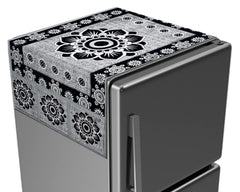 Kuber Industries Fruit Print PVC Fridge Top Cover with 6 Utility Side Pockets & Handle Cover (Red)