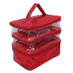 Kuber Industries Laminated Transparent PVC Make Up Kit Cum Jewellery Kit (Maroon) - CTKTC025677