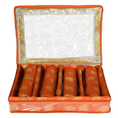 Heart Home Feather Design Laminated 4 Rod Box, Organizer For Bangle, Watches, Bracelets, Jewellery With Tranasparent Top (Orange)-47HH0158