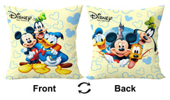 Kuber Industries Disney Printed Microfiber Filled Floor Cushion, Decorative Throw Pillow, Home Decor Pillow, Sofa/Bed Cushion,16"x16"(Blue & Cream)-Pack of 4-KUBMART15910, Standard
