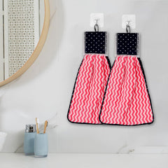 Kuber Industries Napkin | Washbasin Hanging Napkin | Kitchen Towel with Ties | Napkin for Kitchen | Zig Zag Napkin for Bathroom | Hand Towel for Kitchen | Pack of 2 | Pink