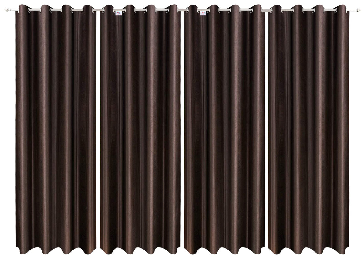 Heart Home Plain 4 Pieces Room Darkening Door Curtain, 7 Feet (Brown), Standard, HS_37_HEARTH020665