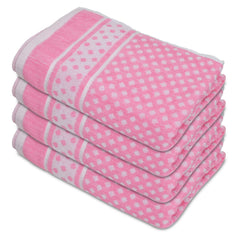 Heart HomeDot Printed Super Soft, Fluffy, and Absorbent, Cotton Bath Towel Perfect for Daily Use, 30"x60"- Pack of 4 (Pink)