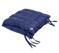 Heart Home Microfiber 18 * 36 Inch Back and Seat Chair Cushion with Ties & Square Cushion for Rocking Chair, Desk Chair, Dining Chairs, Lounge Chair- Set of 2 (Navy Blue)