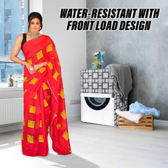 Heart Home Washing Machine Cover | Big Check Washing Machine Cover | Soft PVC | Front Load Washing Machine Cover | Gray