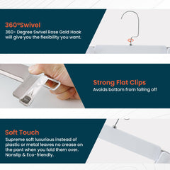 Homestic Recycled Plastic Cloth Hanger Set of 5 with Chromed Plated Steel Hook (White)
