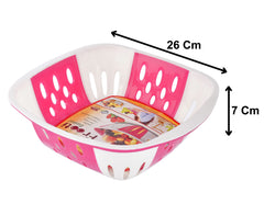 Heart Home Large Plastic Fruit, vegetable Storage Basket- Pack of 4 (Pink)-HS42KUBMART25363