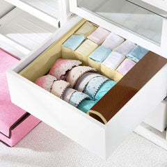 Kuber Industries 15+1 Compartment Rectangular Non Woven Foldable Storage Box for Closet, Socks, Bra, Panty, Tie, Scarf (Brown)