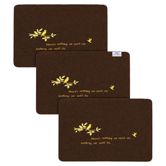Heart Home Microfiber Door Mat for Porch/Kitchen/Bathroom/Laundry Room,Pack of 3 (Brown) 54HH3982.