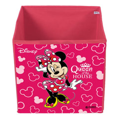 Kuber Industries Disney Minnie Print Foldable Laundry Basket|Clothes Storage Basket With Handle & Lid,Pack of 2 (Pink)